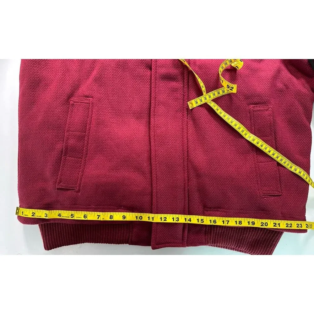 PJ MARK Mens 2XL Insulated‎ Full Zip Snap Hooded Jacket Maroon Vintage Y2K NEW